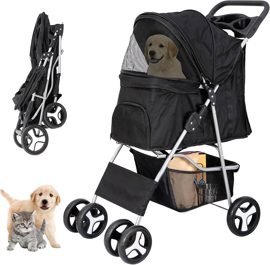 ブラック】ペットル介護用 ドッグカート ペットバギー 犬 猫 動物